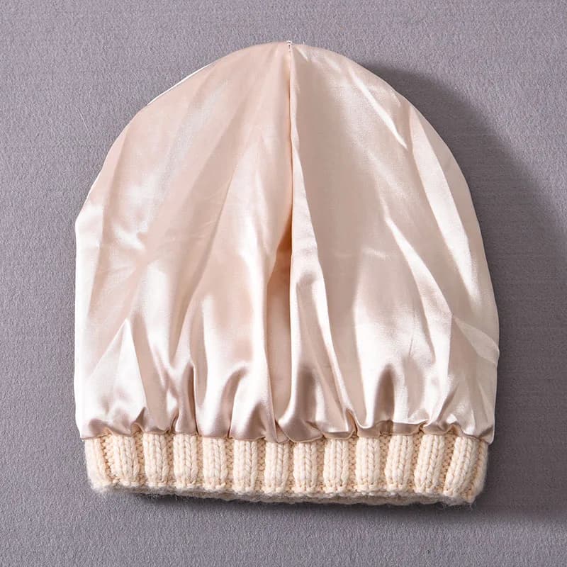 InjSatin Lined Beanie Hats, Unisex Optics, Chunky Cap, Striped, Warm, Soft, Cachemire Hat, High Qual