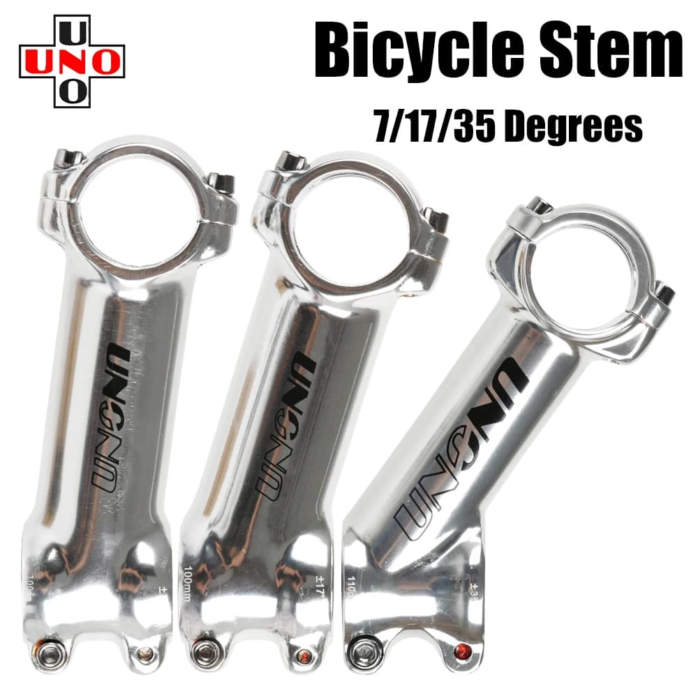 UNO tige de vélo Ultra légère argent 7/17/35 degrés 60 / 70 / 90 / 110 / 120 / 130mm vtt poignée de 