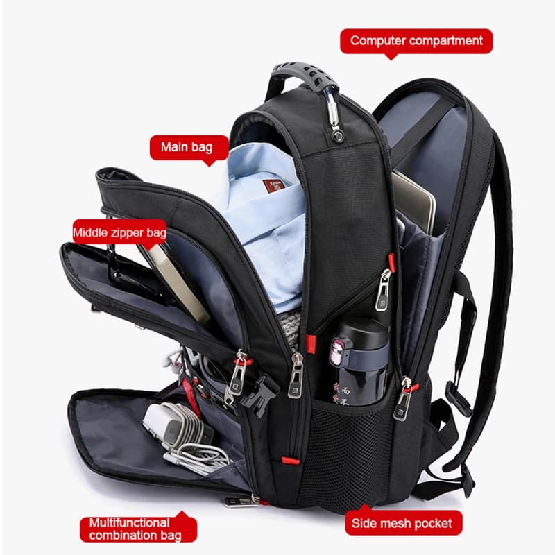 Sac à dos suisse étanche pour hommes, sacs à dos pour ordinateur portable 15.6/17 pouces, sacs de vo
