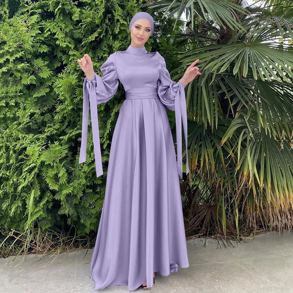 Robe Longue en Satin pour Femme Musulmane, Abaya, Hijab, Éducatif, Dubaï, Ramadan, Eid Mubarak, Arab
