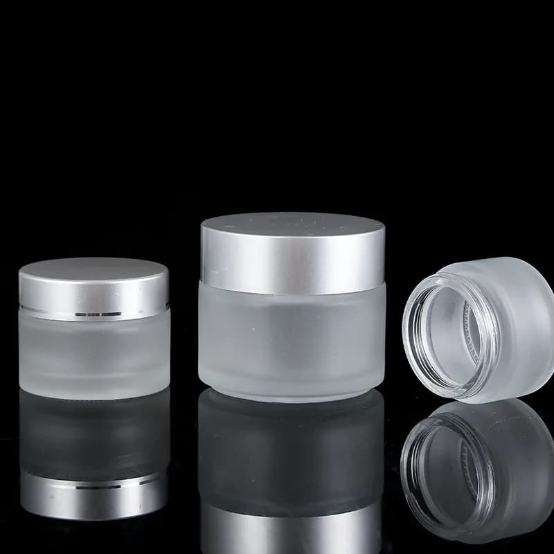 Bouteilles d'onguent rechargeables en verre givré, Pot cosmétique vide, conteneur de crème pour le v