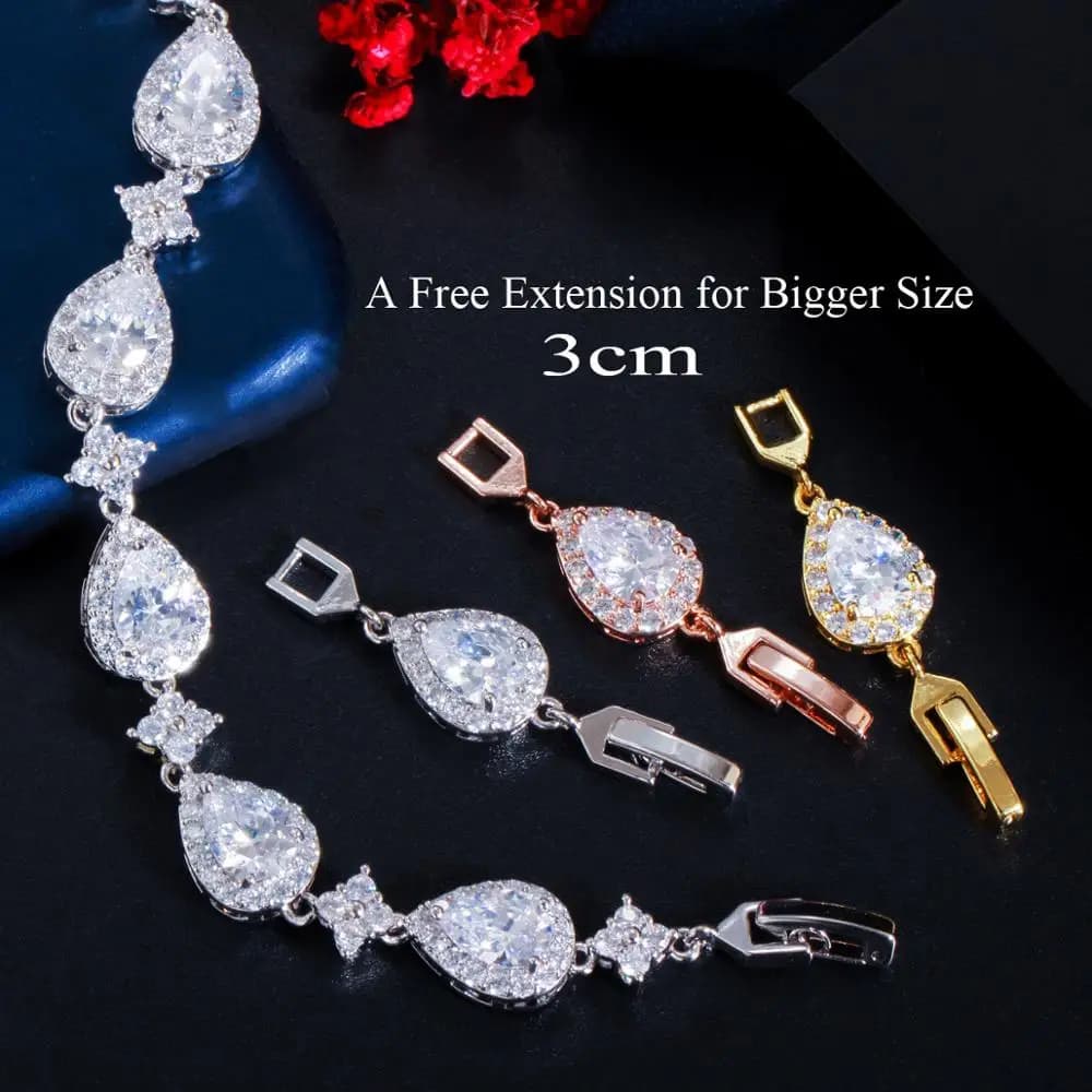 CWWZircons – Bracelet de Tennis en zircon pour femmes, grande goutte d'eau cubique, couleur or Rose,