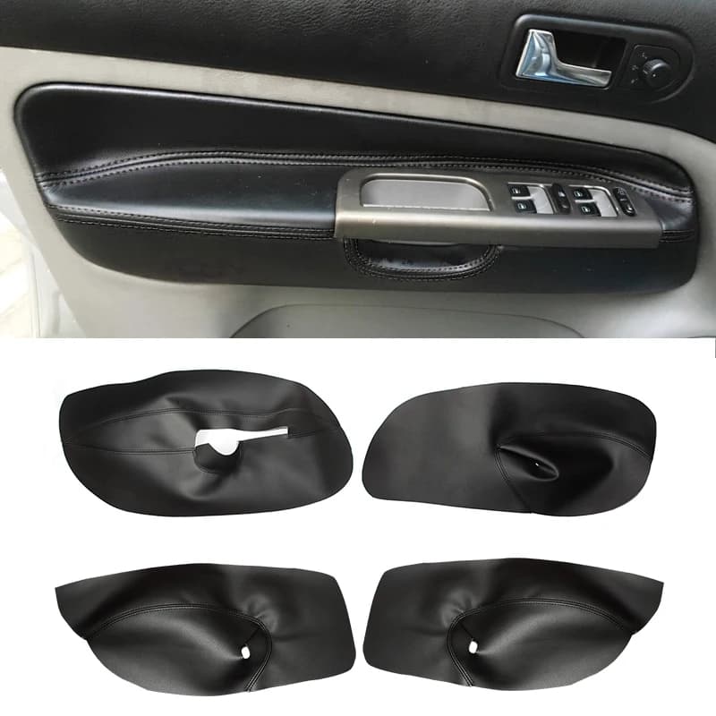 Panneau d'accoudoir de porte de voiture en cuir noir, garniture de couverture, LHD uniquement, 4 por