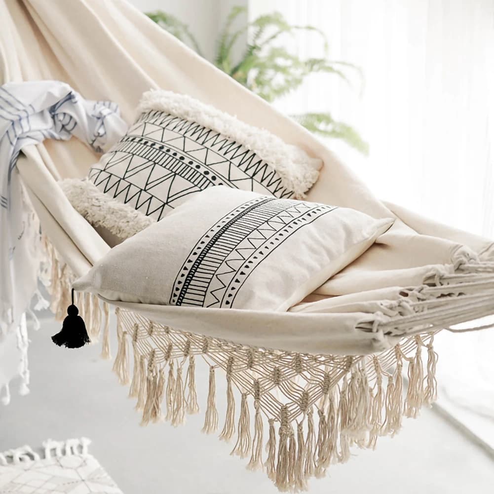 Grand hamac pour 2 personnes, Style Boho, macramé brésilien à franges, Double hamac de luxe, balanço