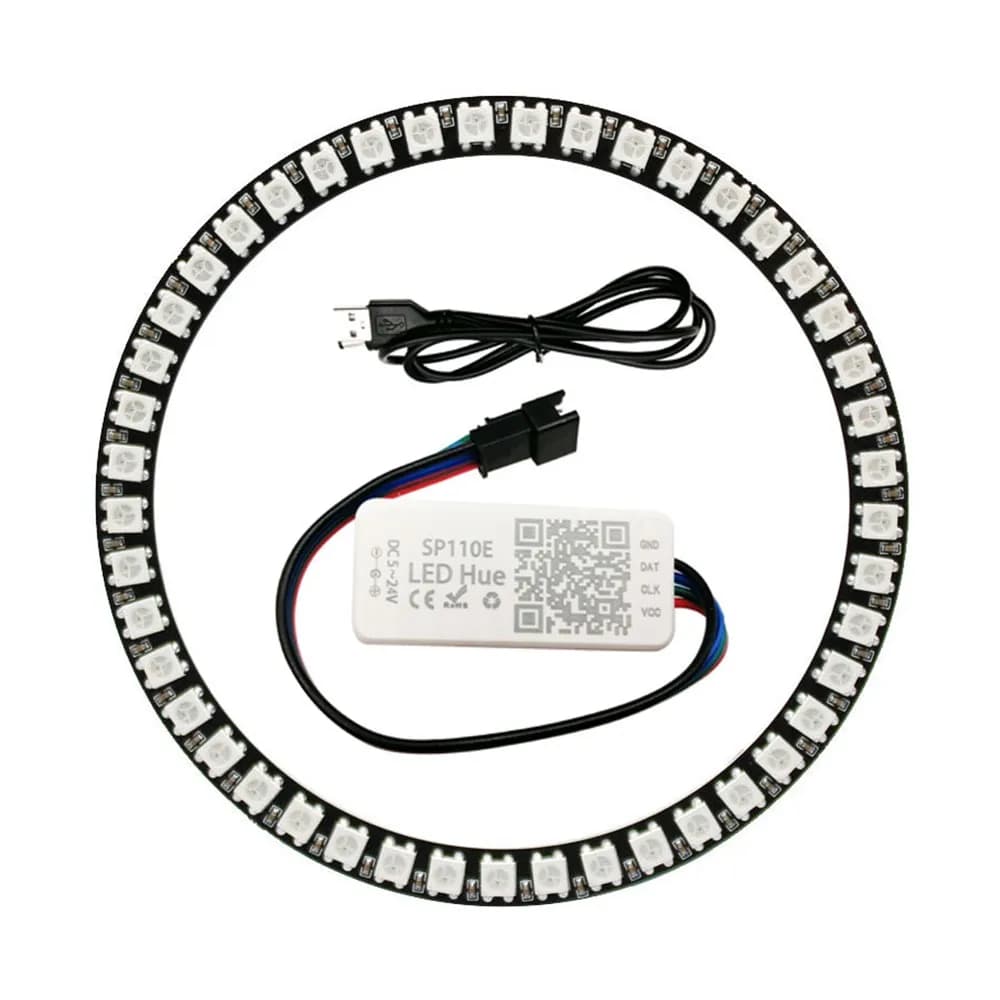 WS2812B Led 8/16/24/35/45Led Pixel SP110E Kit de contrôleur Gyverlamp RGB anneau adressable individu