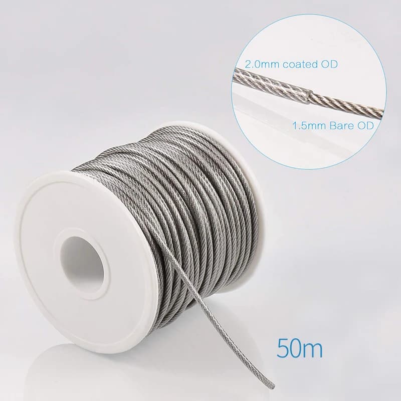 SGYM 56 pièces/ensemble 50 mètres en acier PVC enduit câble Flexible câble souple Transparent en aci
