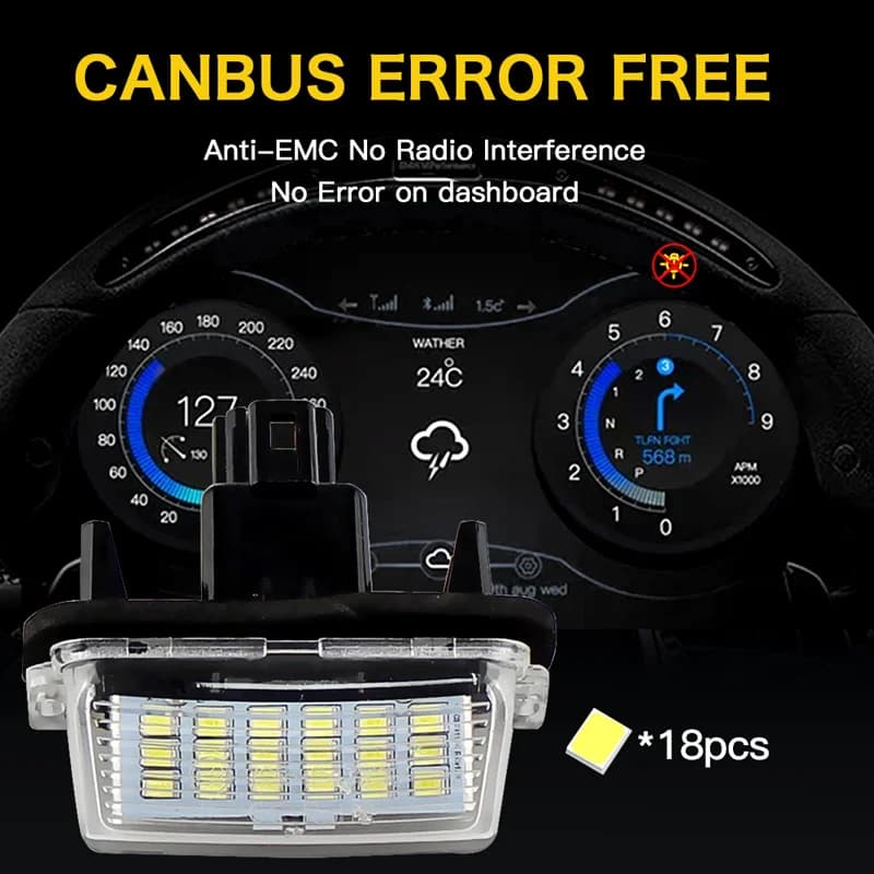 2 pièces de feux de plaque d'immatriculation de voiture, lampes LED blanches sans erreur pour Toyota