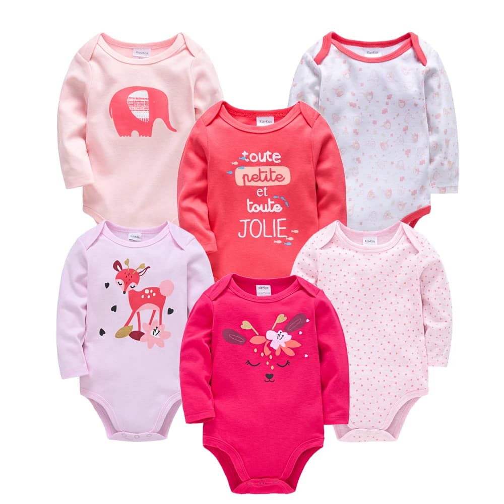 Kavkas – body pour bébés garçons et filles, 6 pièces, manches longues, 100% coton, vêtements pour bé