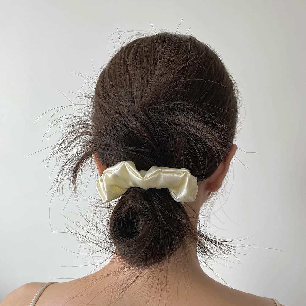 Grands chouchous en soie de mûrier Pure 100%, bandes en caoutchouc, attaches pour cheveux, élastique
