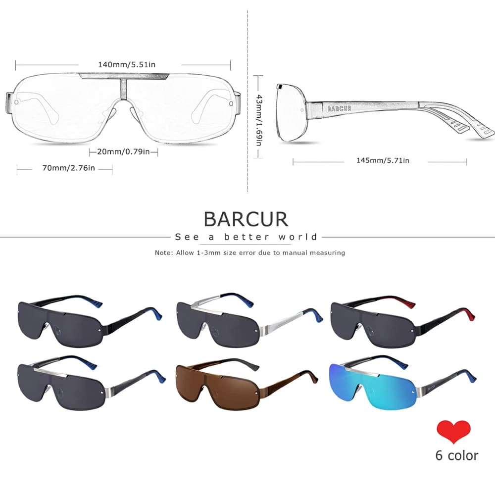 BARCUR – lunettes de soleil polarisées en aluminium et magnésium pour homme, protection UV400