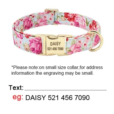 Ensemble de collier et laisse de chien en nylon à imprimé floral, colliers personnalisés pour animau