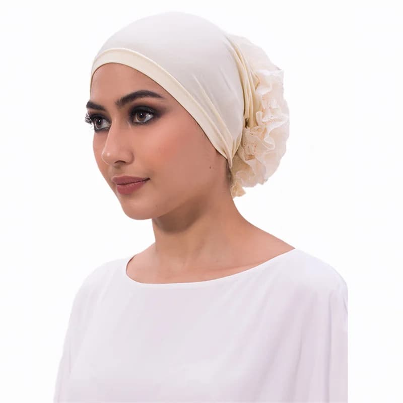 Sous Hijab à Grande Fleur Volumatrice, Chouchou, Turban NikMusulman, Accessoires de Sauna Islamique,