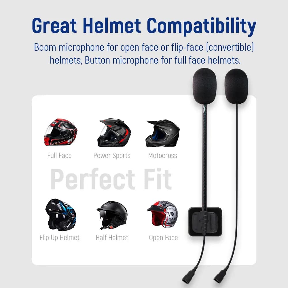 LEXIN LX-B4FM-X interphone casque et jeu de clips pour casque complet/demi avec prise Jack casque Bl