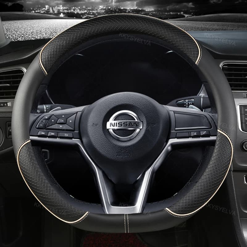 Housse de volant de voiture en cuir PU de Type D, pour Nissan x-trail Qashqai Rogue Sport Rogue 2017