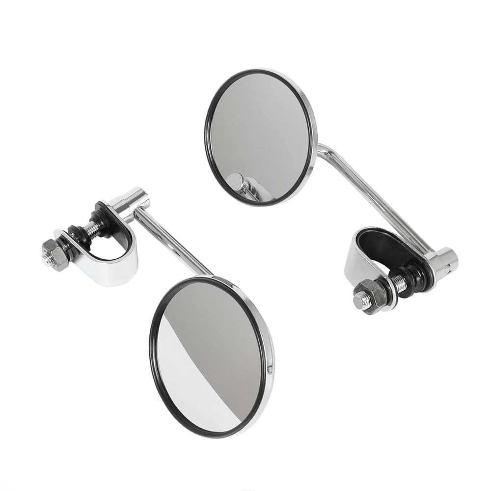 Paire de rétroviseurs de guidon de moto ronds convexes à clipser 22-25mm noir rétro pour Harley Hond
