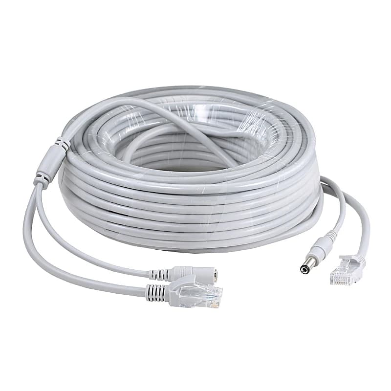 Câble de caméra IP 5M/10M/15M/20M/30M câble Ethernet CAT5/CAT-5e RJ45 + câbles gris d'alimentation c