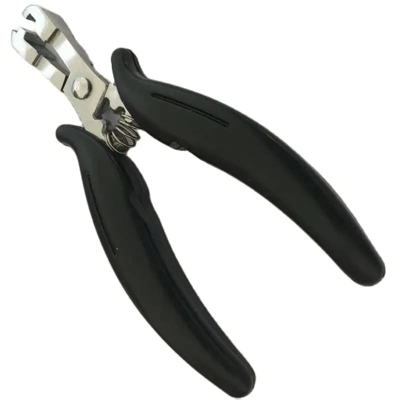 Pince de Type plat avec poignée noire, rainure de 6mm, pour Extensions de cheveux pré-collées, outil