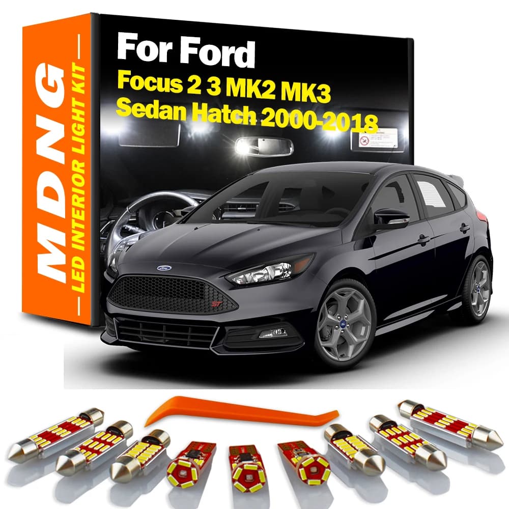 MDNG – Kit d'éclairage intérieur LED Canbus pour Ford Focus 2 3 MK2 MK3, berline Hatch 2000 – 2017 2