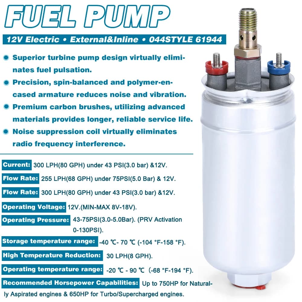VR-pompe à essence externe de qualité supérieure 044 OEM:0580 254 044 Poulor 300lph livré avec PQY p