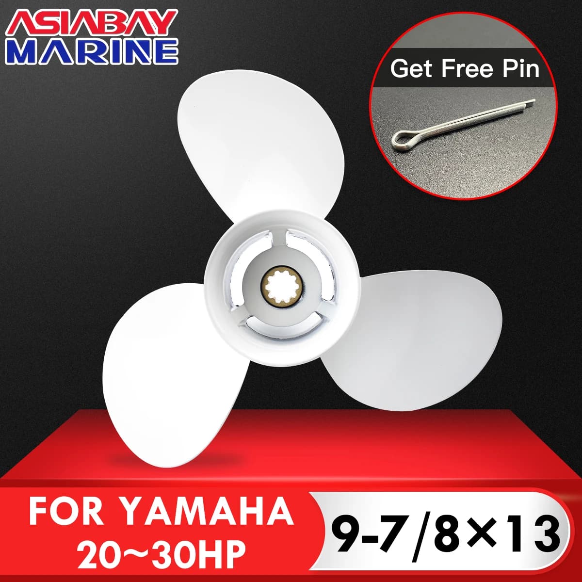 Hélice hors-bord pour Yamaha 20hp 25hp 30hp 9 7/8*13, moteur de bateau, vis en alliage d'aluminium, 