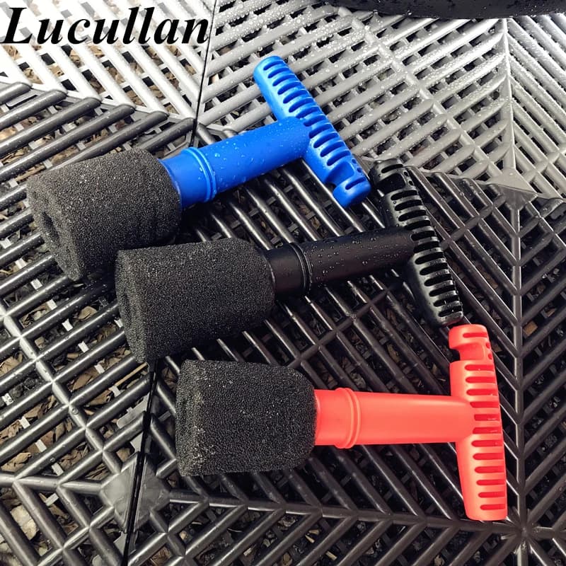 Lucullan Design Brosse de nettoyage de roue à écrou encastré en mousse avec poignée et éponge d'inse