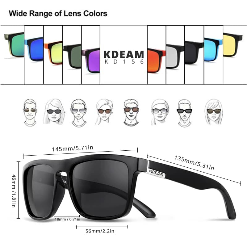 KDEAM Legend lunettes de soleil carrées lentille polarisée pour hommes femmes Sports de plein air pê