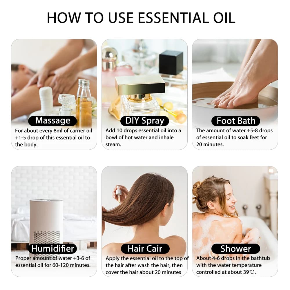 100ML lavande Pure naturel Rose huiles essentielles humidificateur diffuseur vanille menthe poivrée 
