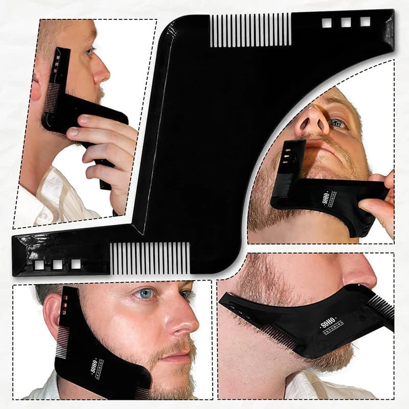 Modèle de coiffure de barbe à la mode, nouvel outil de barbier, moustache, symétrie, pochoir de coup