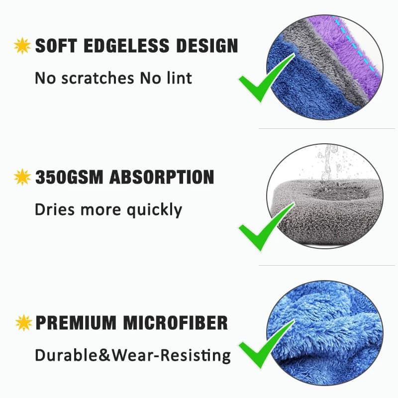 3/5/10 pièces de Lavage de Voiture Microfibre Serviette Nettoyage de Voiture De Séchage Chiffon De P