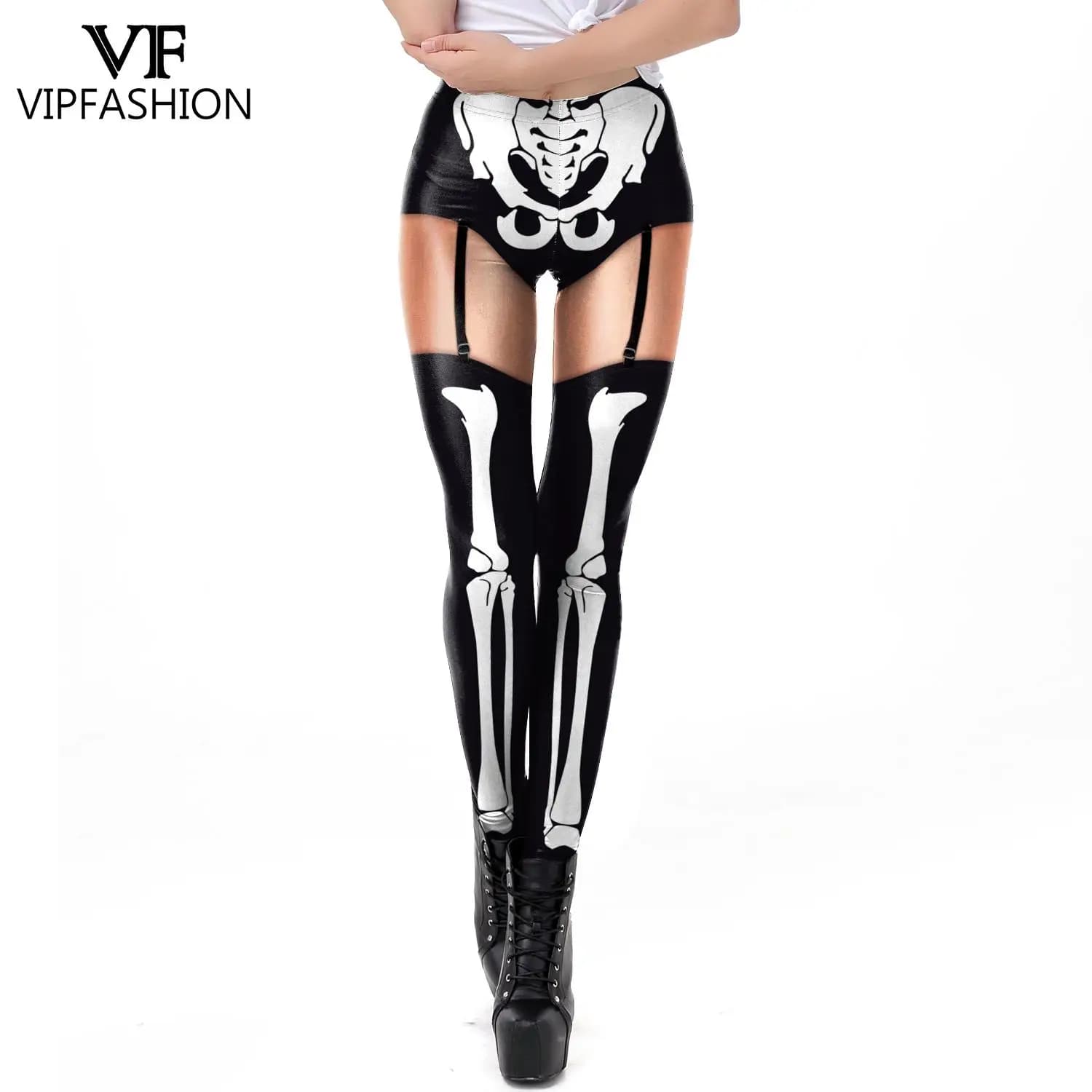 VIP FASHION – Leggings squelette pour femmes, pantalon slim élastique, Sexy, Costume d'halloween, im