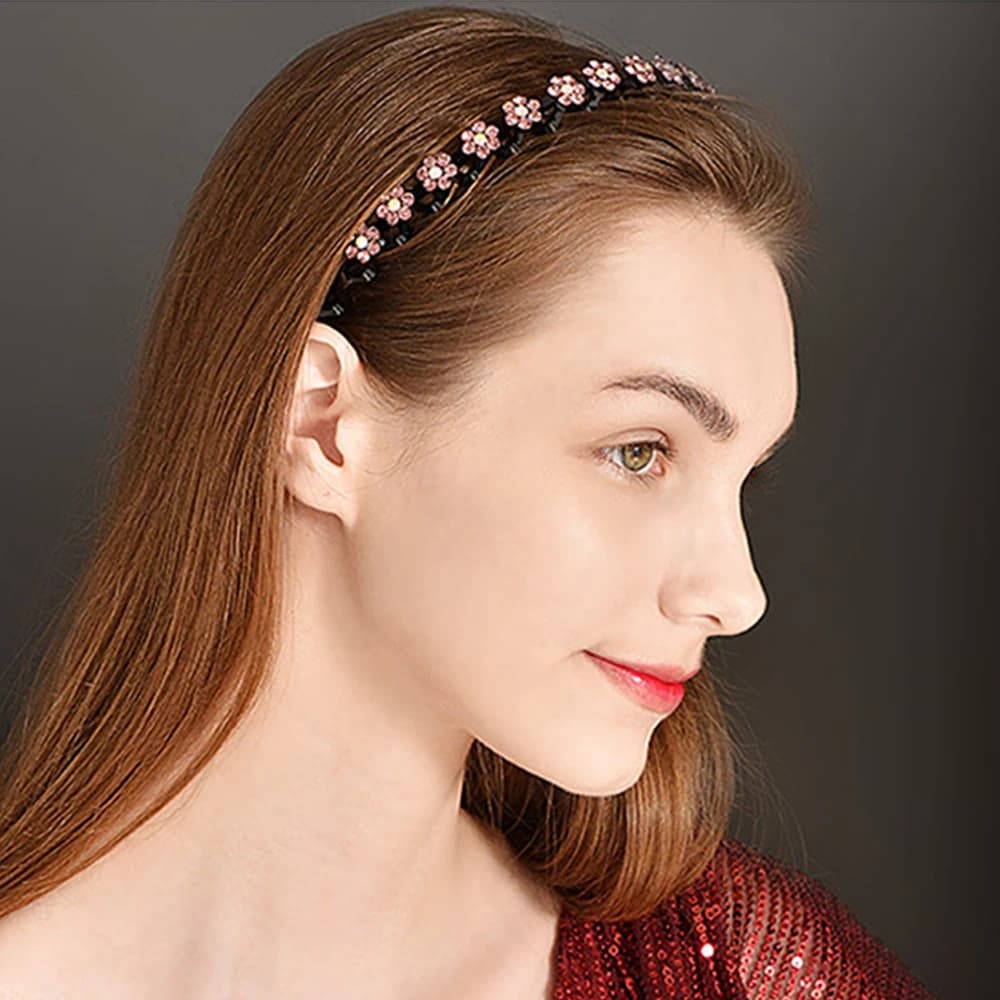 Bandeaux élastiques antidérapants en strass pour femmes, fleur, mode perle, cerceau pour cheveux, lu