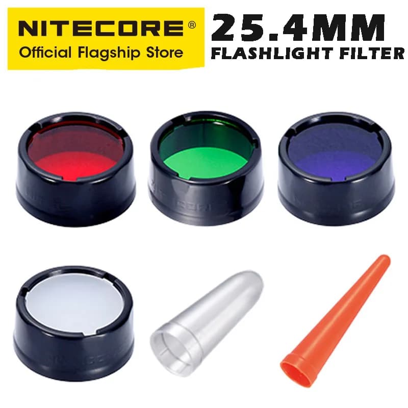 NITECORE-Filtre pour lampe de poche, 25.4mm, rouge, bleu, vert, diffuseur, baguette de circulation, 