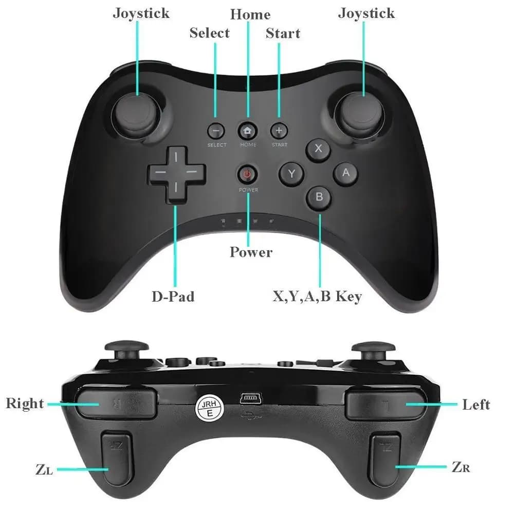 Manette de jeu sans fil Classic Pro pour Nintend wii U Pro, avec câble USB, contrôleur sans fil