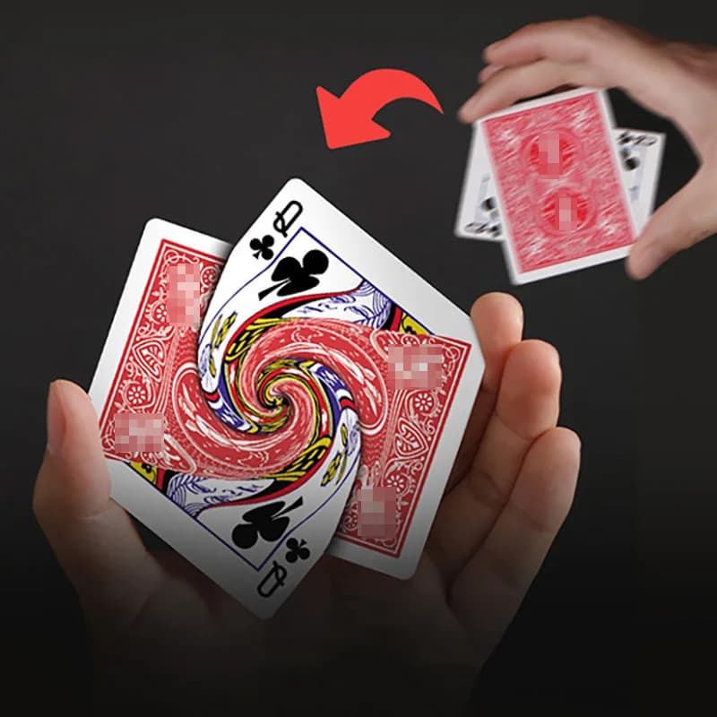 Tours de magie Vortex, carte à jouer connectée, carte de changement de Poker, magicien, gros plan, i