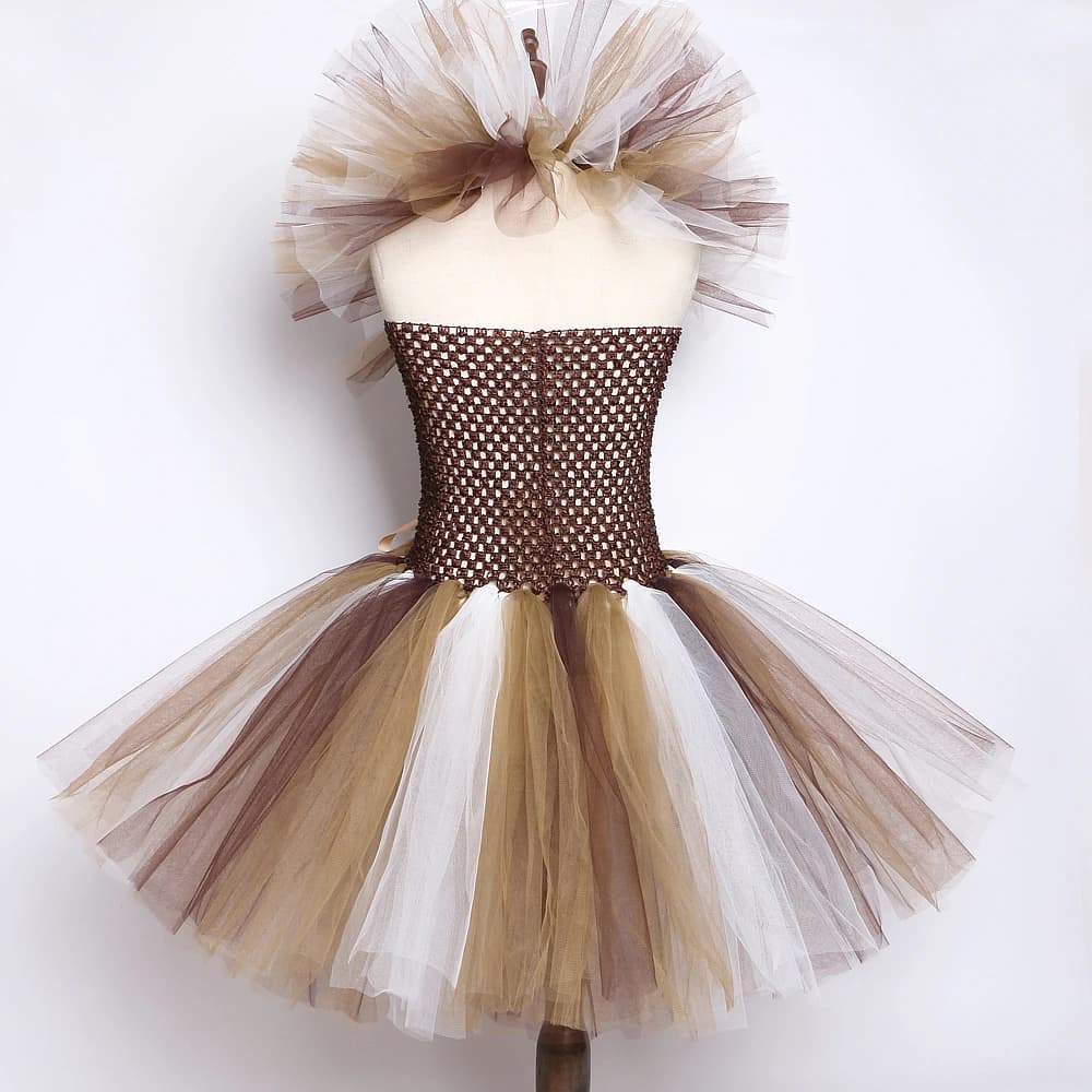 Costume de Lion de la Jungle marron pour bébés filles, robe Tutu fantaisie de fête d'animaux pour en