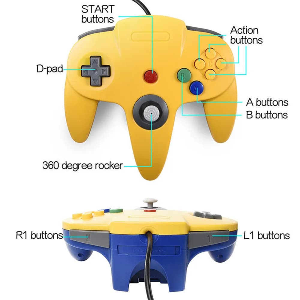 Manette de jeu filaire USB N64 manette de jeu contrôleur pour ordinateur Mac poignée PC manette de j