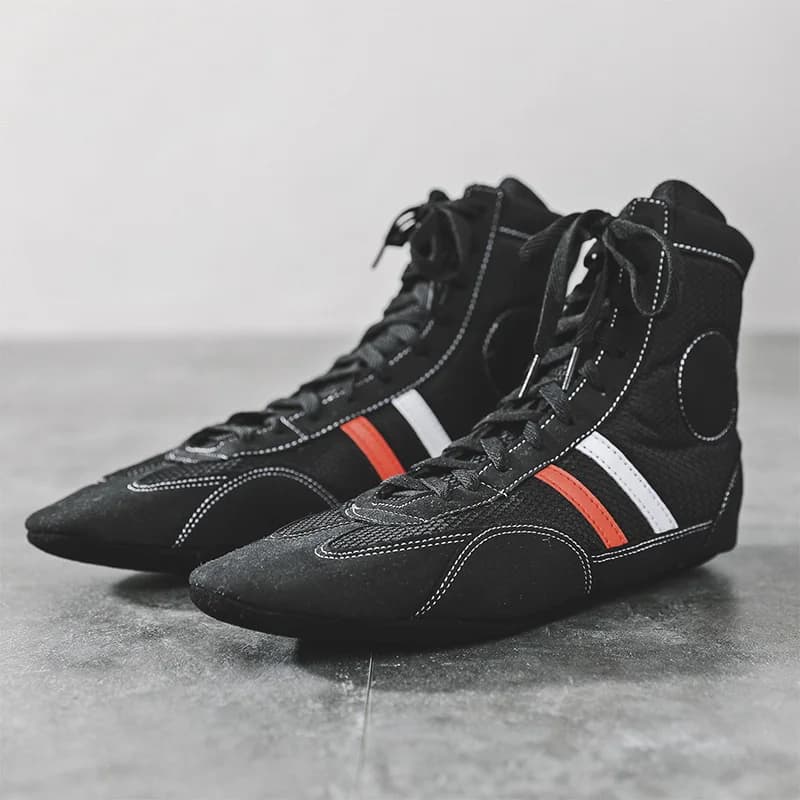 Chaussures de boxe professionnelles en cuir à fond souple, chaussures Worcestershire Ling d'intérieu
