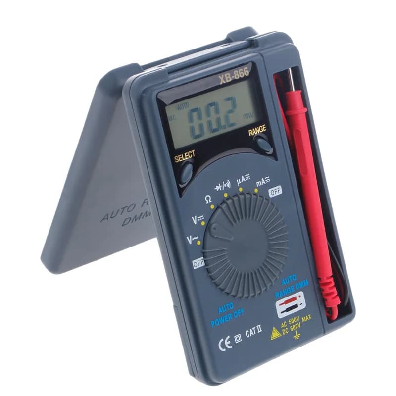 Mini testeur de voltmètre LCD XB866, outil de testeur de poche, multimètre numérique de poche AC/DC 