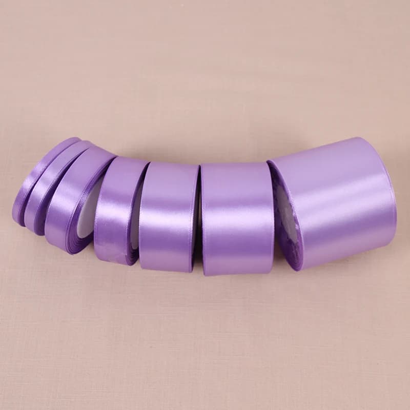 Ruban en Satin de soie violet clair, 6/10/12/15/20/25/40/50MM, décoration de fête de mariage, emball