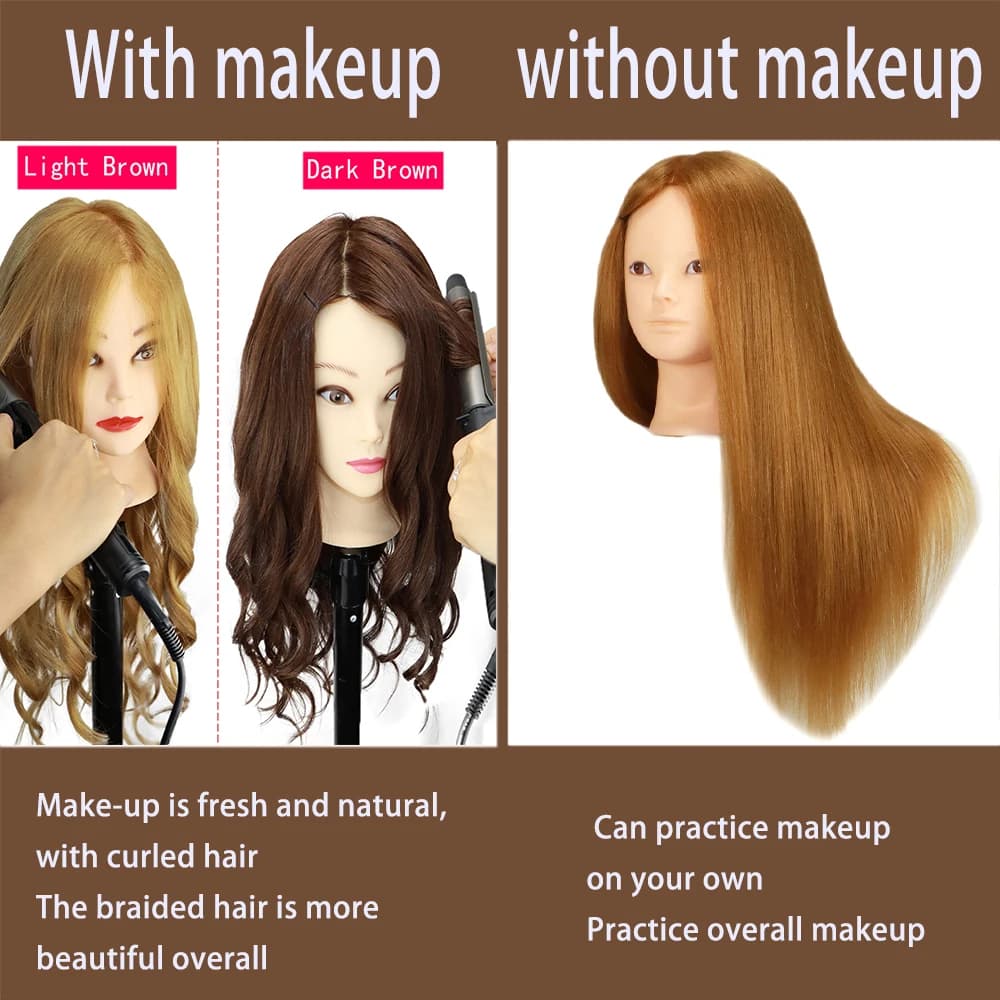 Tête de poupée colorée avec 85% cheveux humains mélangés de 60cm pour coiffeurs tête de Mannequin co