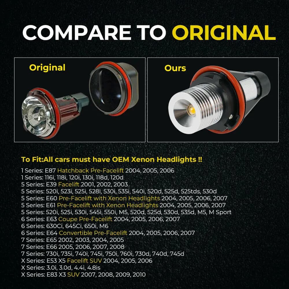 Ampoules de marqueur yeux d'ange, phares lumineux de remplacement, accessoire de voiture pour BMW E3
