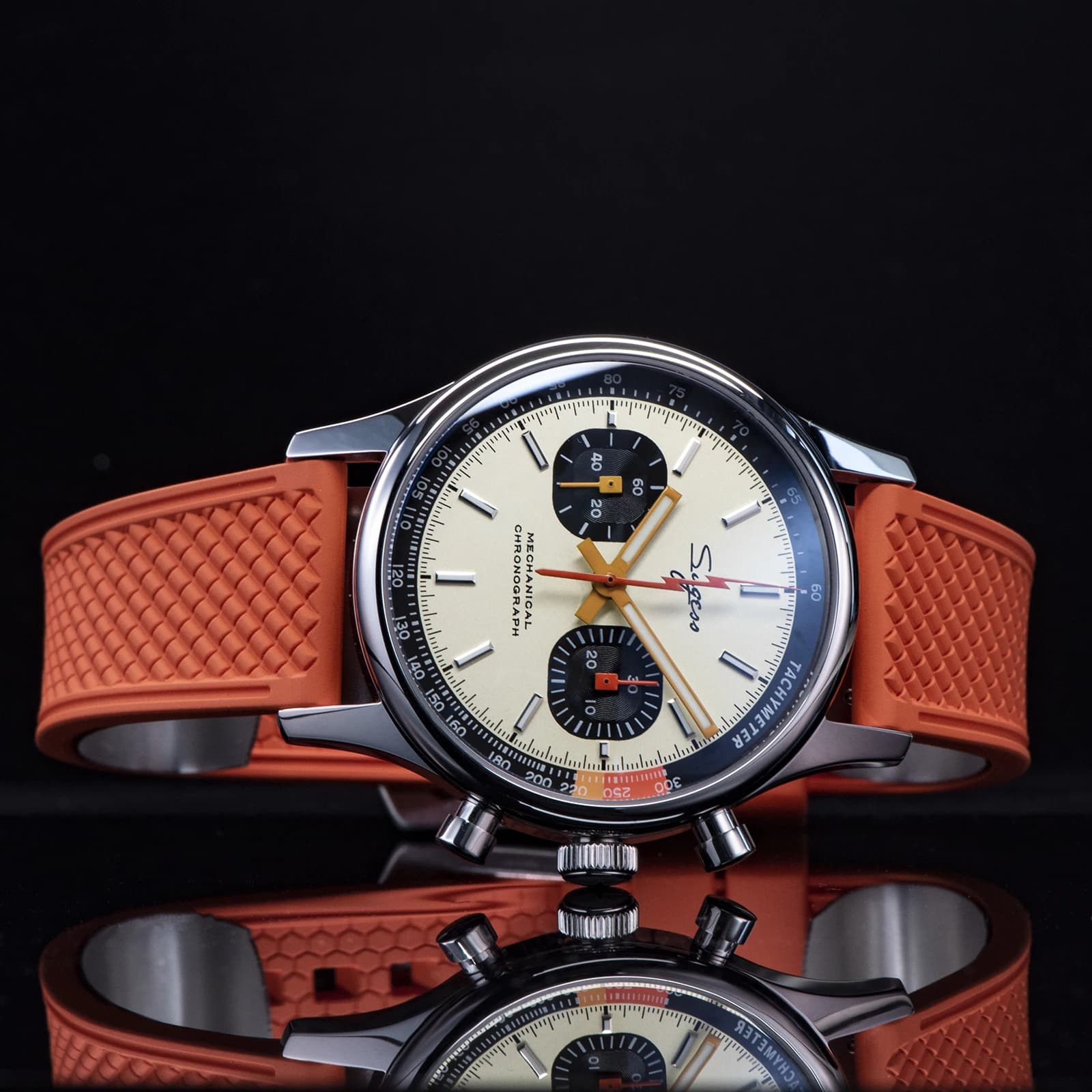 Sugess montre pilote ST19 mouvement d'origine montre-bracelet à col de cygne chronographe mécanique 