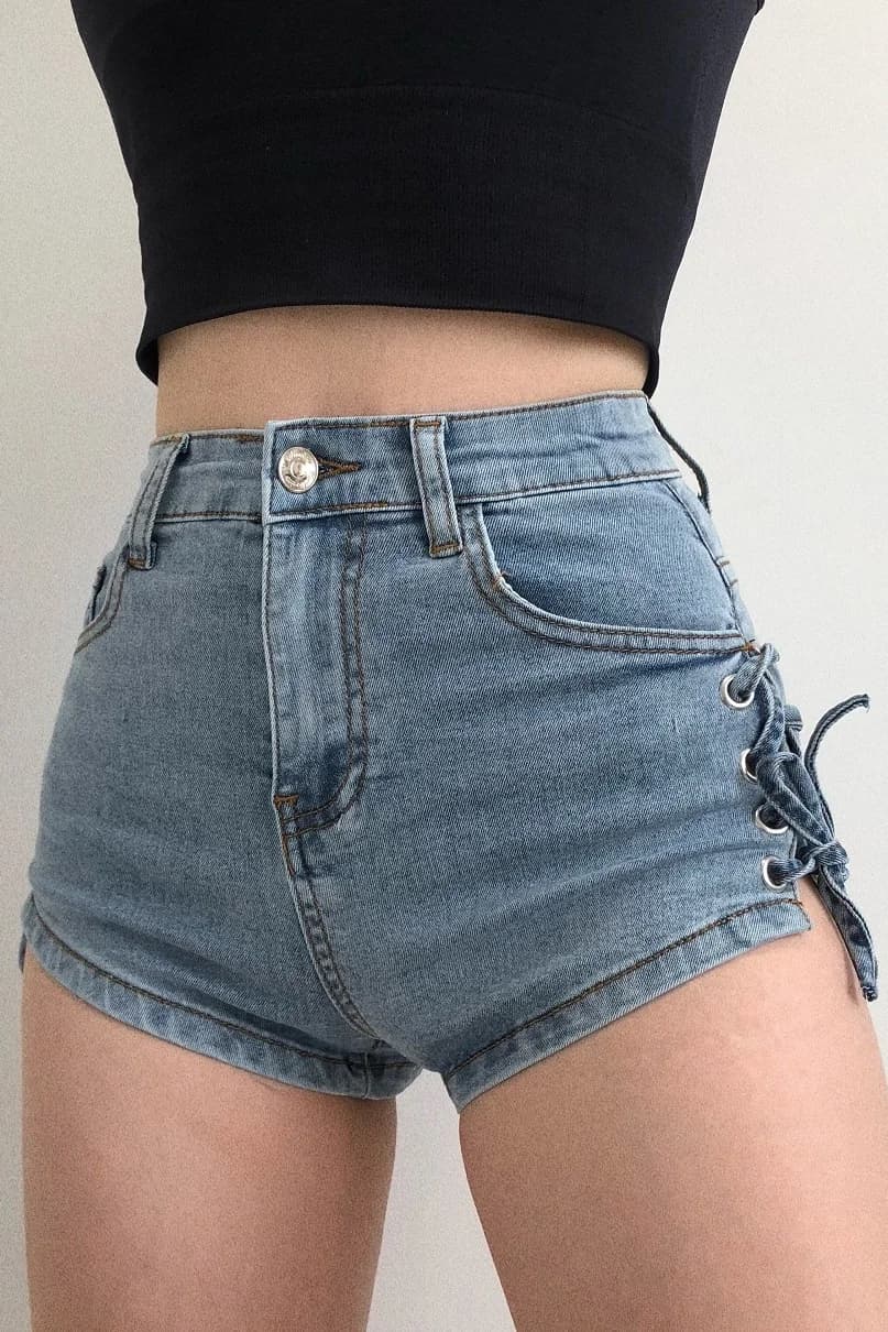 TVVOVVIN-Mini short en denim taille haute pour femme, vêtement moulant et sexy, style Boho, 8ZC