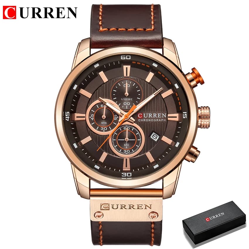 Istro REN-Montre de sport militaire en cuir pour homme, montre-bracelet à quartz, horloge chronograp