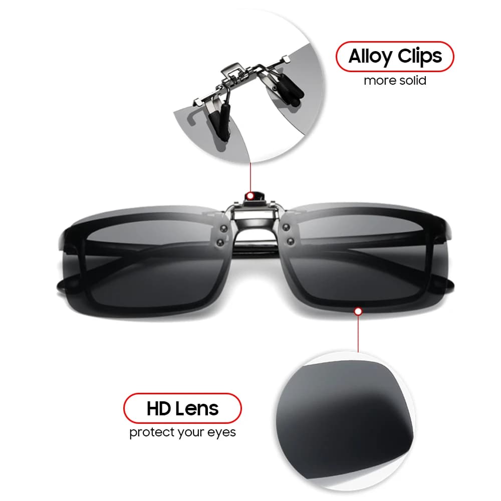 VIVIBEE miroir bleu rabattable pince sur lunettes de soleil pêche hommes carré lentille polarisée mé