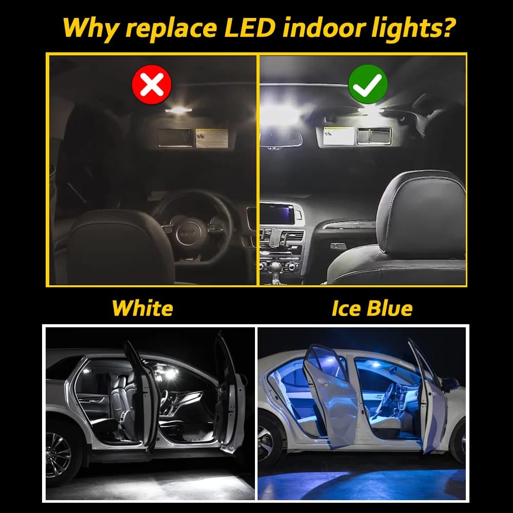 MDNG – Kit d'éclairage intérieur LED Canbus pour Ford Focus 2 3 MK2 MK3, berline Hatch 2000 – 2017 2