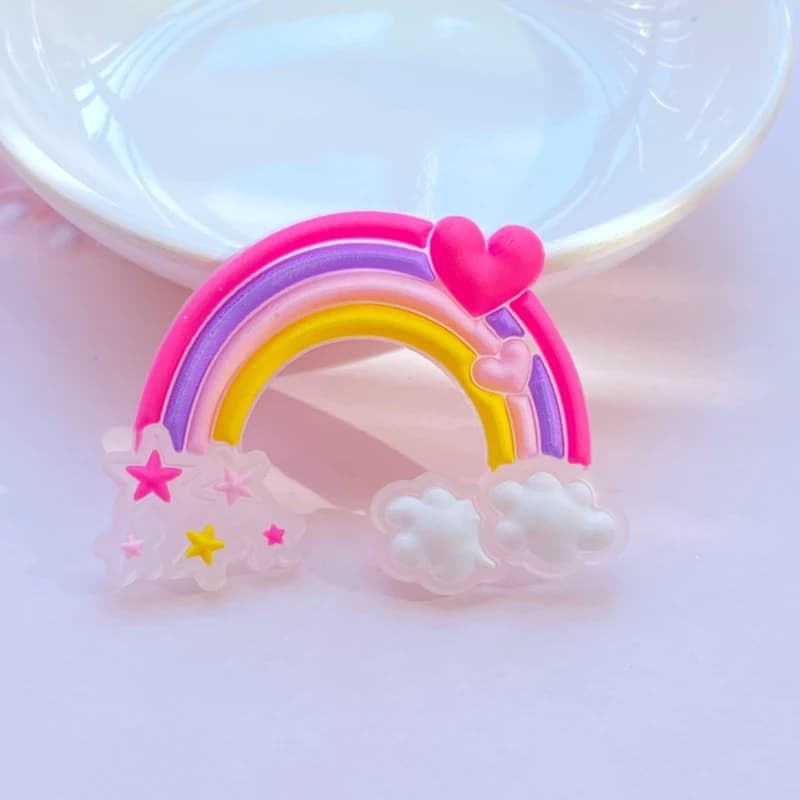 10 pièces nouveau dessin animé Transparent série arc-en-ciel PVC colle Flexible dos plat bricolage S
