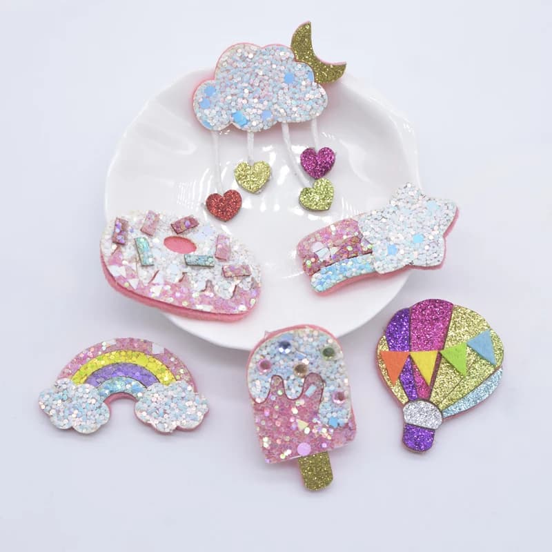 12 pièces météore arc-en-ciel crème glacée beignet nuage ballon à Air chaud Applique pour bricolage 