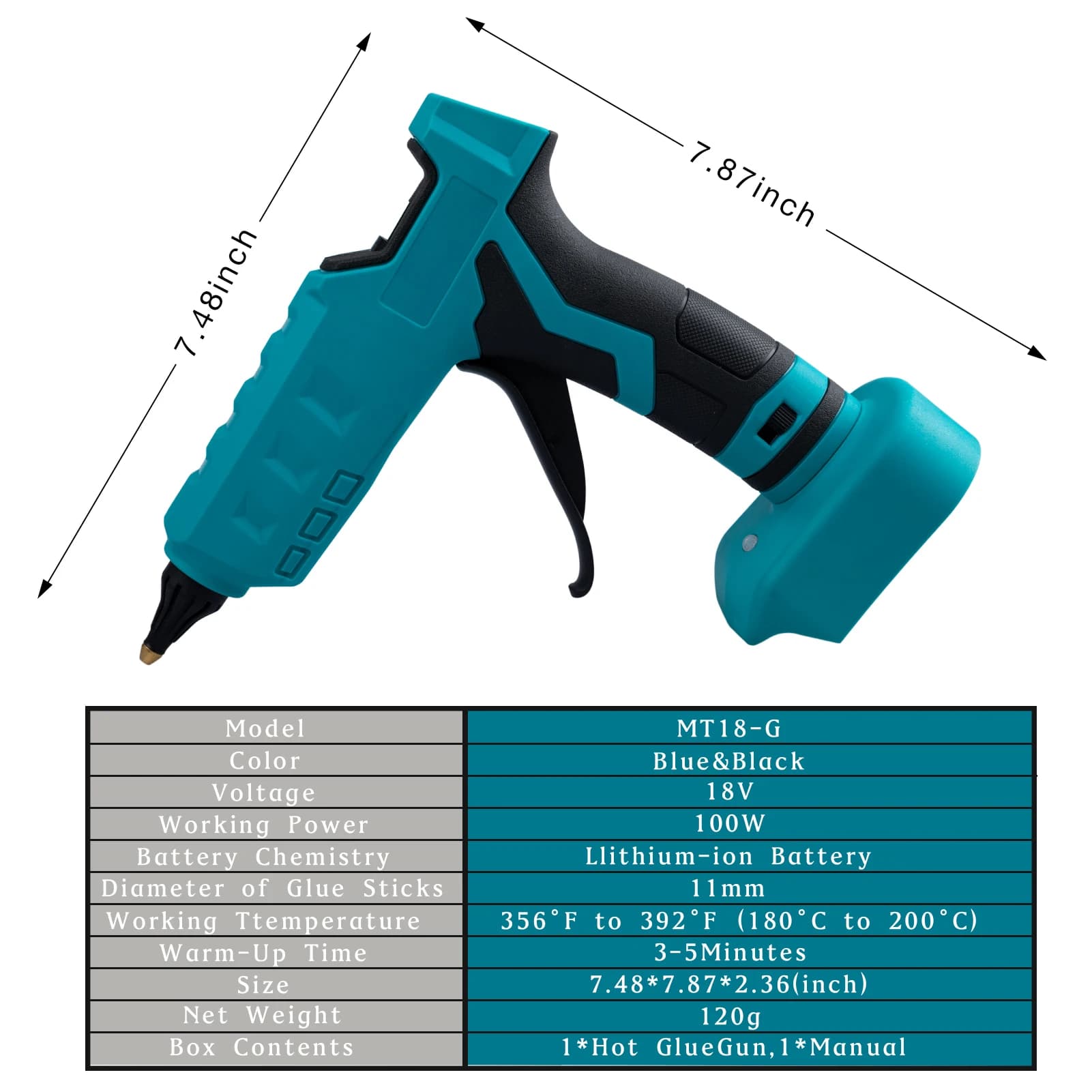 Mellif 100W pistolet à colle chaude sans fil pour batterie Makita 18V LXT BL1830 BL1840 outil de rép
