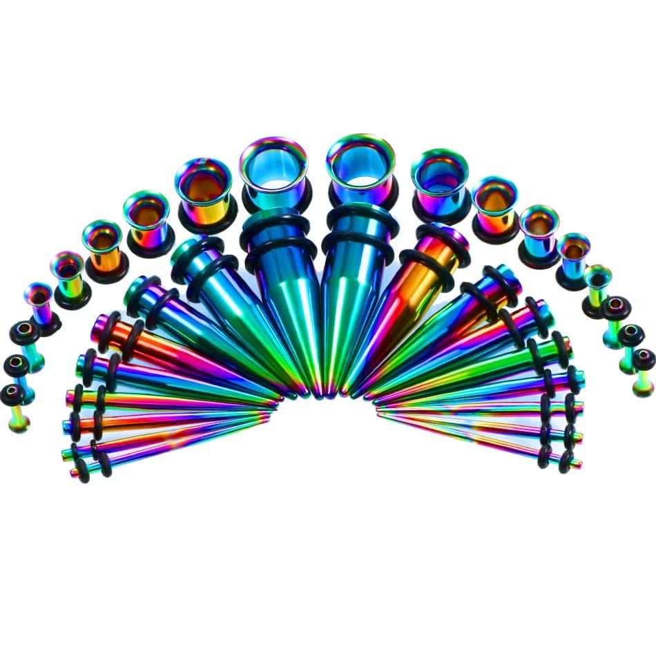 Kit d'étirement de jauges d'oreille, ensemble de piercings corporels, cônes, bouchons, oeillets, aci